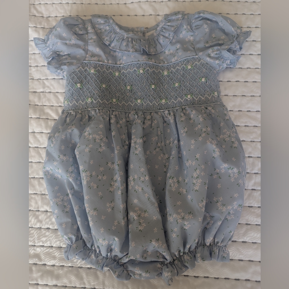 Blue Floral Eliza Jane Kids Smocked Bubble